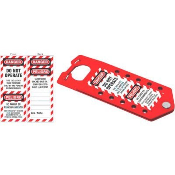 Zing ZING Red Aluminum Hasp with Tag, 1" Jaw Diameter, 3" x 7.5", 7361 7361